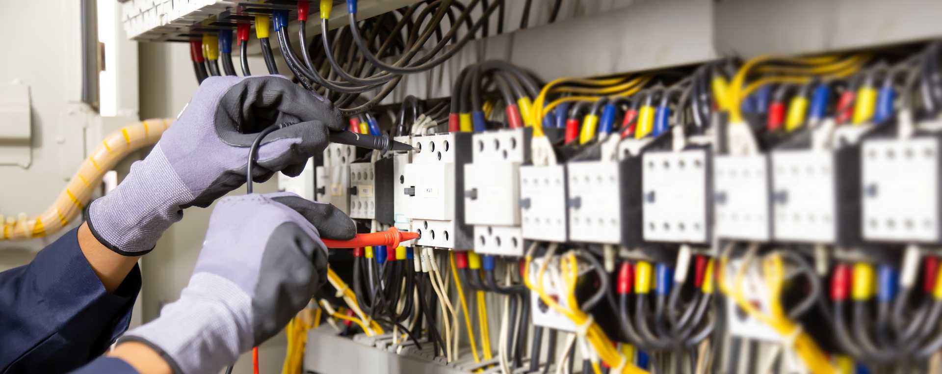 Electrician working on wires